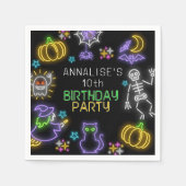 Spooky Neon elke leeftijd Halloween Verjaardag Servet (Voorkant)