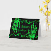 Spooky neon groen Halloween zombie handen Kaart (Gele Bloem)
