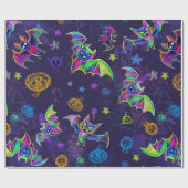 Spooky neon Halloween-ontwerp verslaat kleurrijke  Cadeaupapier (Vlak)