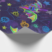 Spooky neon Halloween-ontwerp verslaat kleurrijke  Cadeaupapier (Hoek)