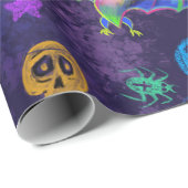 Spooky neon Halloween-ontwerp verslaat kleurrijke  Cadeaupapier (Rol Hoek)