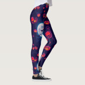Spooky Neon Jack-o'-Lantern Halloween Night Scene Leggings (Rechts)