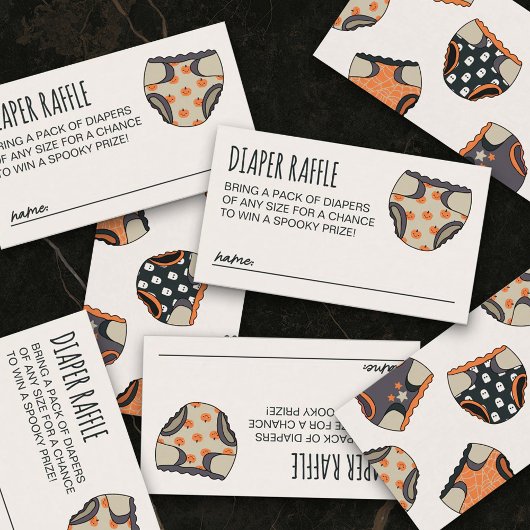 Spooky Neutral Halloween Baby shower Luier Raffle Informatiekaartje