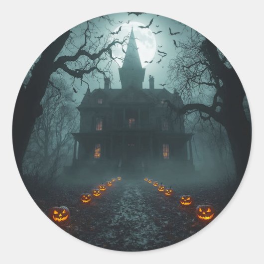 Spooky Night beroemd gemaakt door Jack-o'-Lanterns Ronde Sticker (Voorkant)