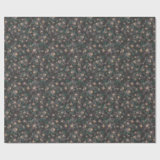 Spooky Night Blooming Floral Pattern Cadeaupapier (Vlak)