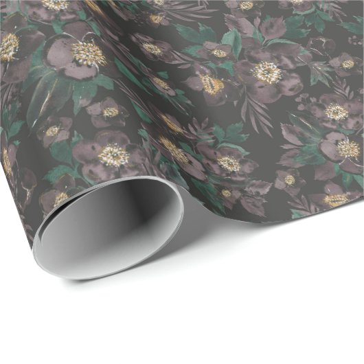 Spooky Night Blooming Floral Pattern Cadeaupapier (Rol Hoek)