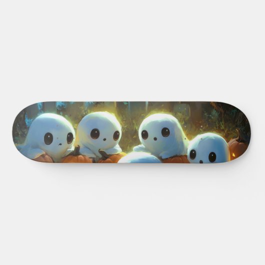 Spooky Night Cemetery Cute Halloween Ghost Persoonlijk Skateboard (Horizontaal)