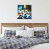 Spooky Night Cemetery Schattige Halloween Ghost Canvas Afdruk (Insitu (Slaapkamer))