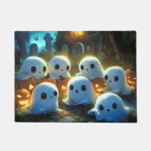 Spooky Night Cemetery Schattige Halloween Ghost Deurmat (Voorkant)