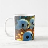 Spooky Night Cemetery Schattige Halloween Ghost Koffiemok (Links)