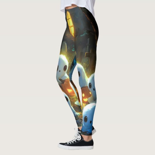 Spooky Night Cemetery Schattige Halloween Ghost Leggings (Links)