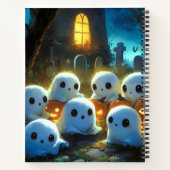 Spooky Night Cemetery Schattige Halloween Ghost Notitieboek (Achterkant)