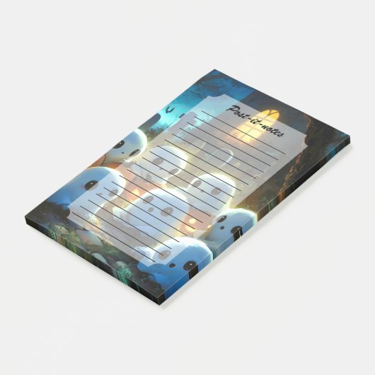 Spooky Night Cemetery Schattige Halloween Ghost Post-it® Notes (Schuin)