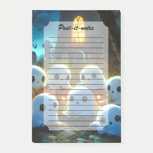 Spooky Night Cemetery Schattige Halloween Ghost Post-it® Notes (Voorkant)