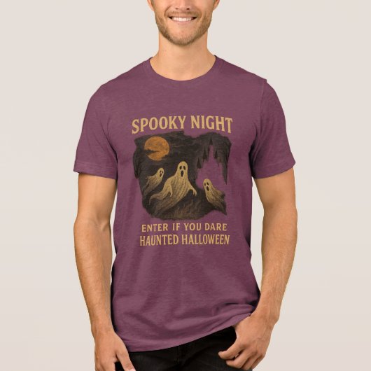 Spooky Night  Enter If You Dare Tri-Blend Shirt (Voorkant)