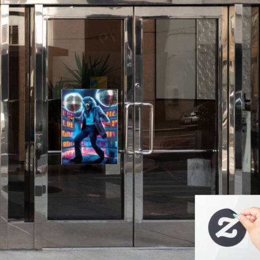 Spooky Night Fever, Wolfman beweegt Raamsticker (Kantoordeur)