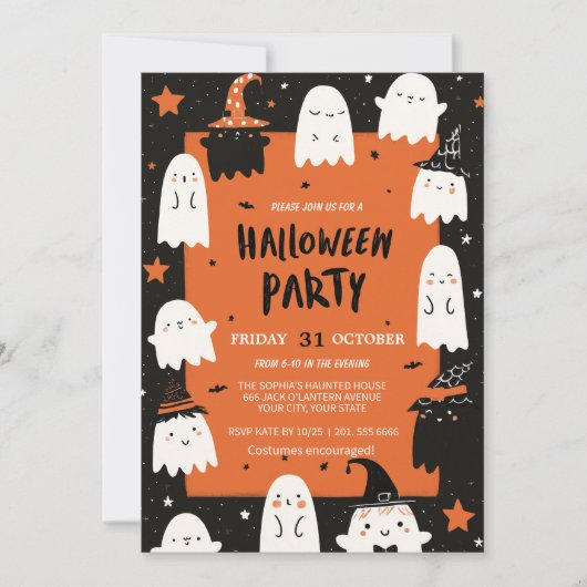 Spooky Night Ghost Party Kaart (Voorkant)