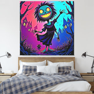 Spooky Night Halloween Creature Design Canvas Afdruk