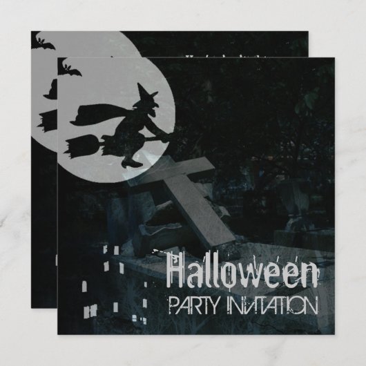 Spooky Night Halloween Party Invitation Kaart (Voorkant / Achterkant)