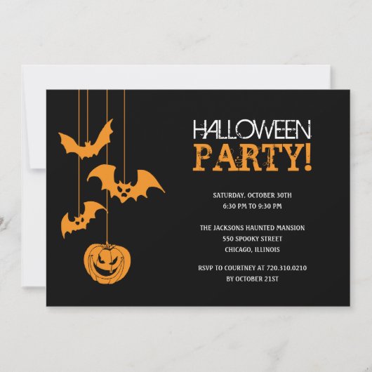 Spooky Night Halloween Party Invitation Kaart (Voorkant)