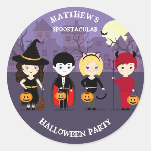 Spooky Night Halloween Party Ronde Sticker (Voorkant)