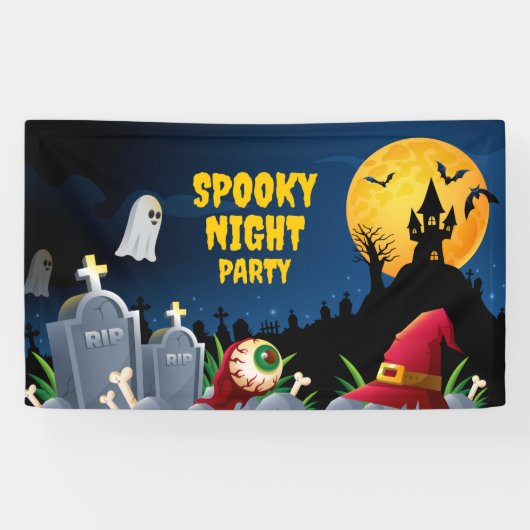 Spooky Night Halloween Party Spandoek (Horizontaal)