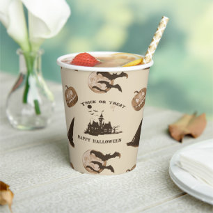 -Spooky Night Halloween-patroon Papieren Bekers