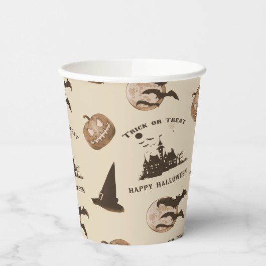 -Spooky Night Halloween-patroon Papieren Bekers (Links)