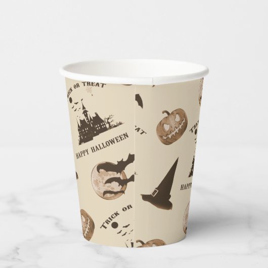 -Spooky Night Halloween-patroon Papieren Bekers (Rechts)