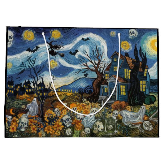 Spooky Night-Halloween spookachtige schedel spookh Groot Cadeauzakje (Achterkant)