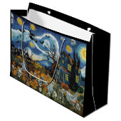 Spooky Night-Halloween spookachtige schedel spookh Groot Cadeauzakje (Voorkant Gekanteld)