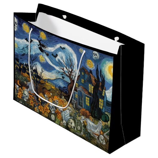 Spooky Night-Halloween spookachtige schedel spookh Groot Cadeauzakje (Voorkant Gekanteld)