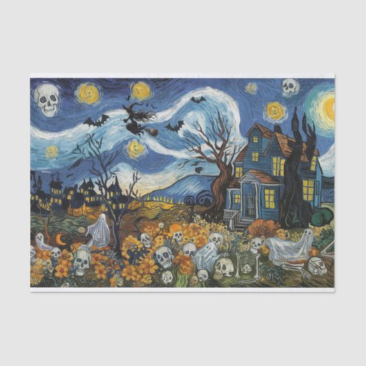 Spooky Night-Halloween spookachtige schedel spookh Tissuepapier (Voorkant)