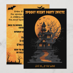 Spooky Night Haunted House Halloween Party Kaart