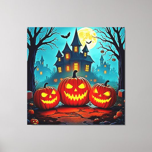  Spooky Night Haunted House Thrills Canvas Afdruk (Voorkant)