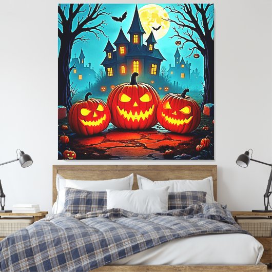  Spooky Night Haunted House Thrills Canvas Afdruk (Insitu (Slaapkamer))