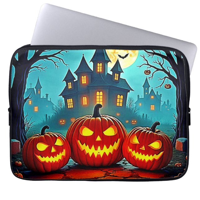  Spooky Night Haunted House Thrills Laptop Sleeve (Voorkant)