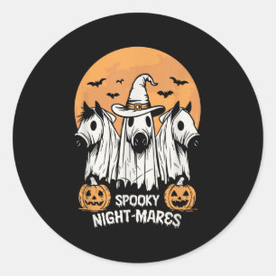 Spooky Night-mares Schattige Westerse Geest Paard Ronde Sticker