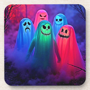 Spooky Night of Colorful Ghosts Design Bier Onderzetter