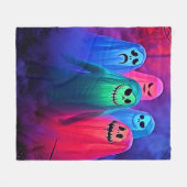 Spooky Night of Colorful Ghosts Design Fleece Deken (Voorkant (Horizontaal))
