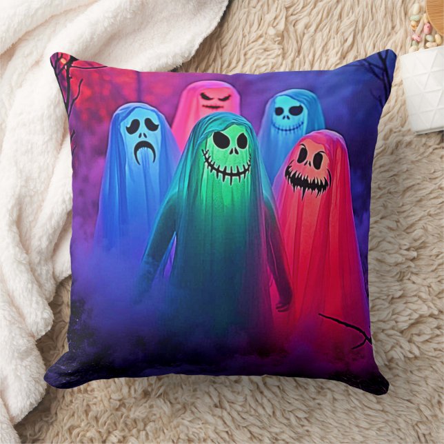 Spooky Night of Colorful Ghosts Design Kussen (Deken)