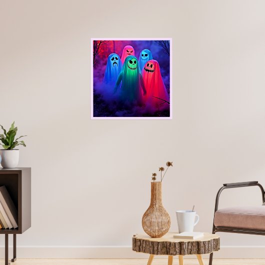 Spooky Night of Colorful Ghosts Design Poster (Woonkamer 3)