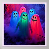 Spooky Night of Colorful Ghosts Design Poster (Voorkant)