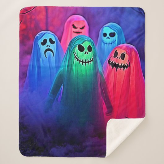 Spooky Night of Colorful Ghosts Design Sherpa Deken (Voorkant)