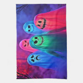 Spooky Night of Colorful Ghosts Design Theedoek (Verticaal)