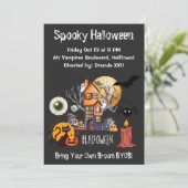 Spooky Night of Horror Halloween Party Invitation Kaart (Staand voorkant)