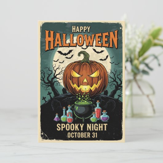 Spooky Night Party Invitation Kaart (Staand voorkant)