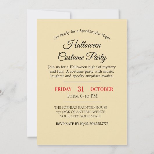 Spooky Night Party Invitation Kaart (Achterkant)