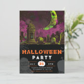 Spooky Night Sky Crescent Moon Halloween Kaart (Staand voorkant)