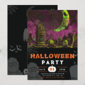 Spooky Night Sky Crescent Moon Halloween Kaart (Voorkant / Achterkant)